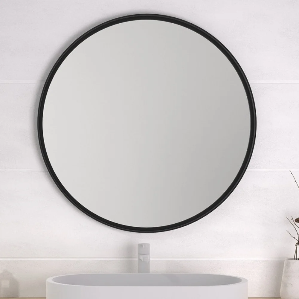 TinyTimes - Espejo redondo grande de 60 cm, moderno de 60 cm, espejo de  pared redondo negro, marco cepillado, espejo de metal, decoración del  hogar, para baño, sala de estar, entradas. 