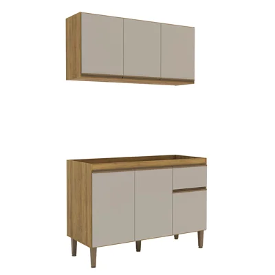 MUEBLE BAJO MESADA + AREO MODELO MARGARIDA COLOR MIEL/MARROC 1200 MM DE LARGO