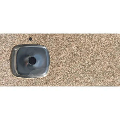 MESADA DE GRANITO COLOR CARAMELO 120X53 CM CON PILETA IZQUIERDA DE ACERO INOXIDABLE Y HUECO PARA GRIFERA 