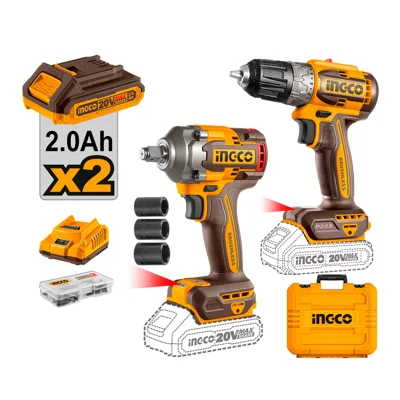 SET ATORNILLADOR 20V 52NM + LLAVE DE IMPACTO 20V 400NM + 2 BATERAS+ CARGADOR + VALIJA