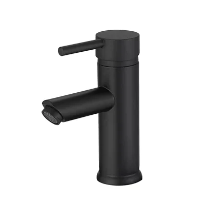 GRIFERA MONOCOMANDO PARA LAVATORIO MODELO PALITO 18 CM ACERO COLOR NEGRO