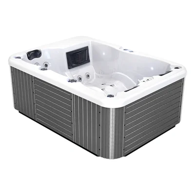SPA HIDROMASAJE DE EXTERIOR PARA  3 PERSONAS COLOR GRIS C/COBERTOR NEGRO
